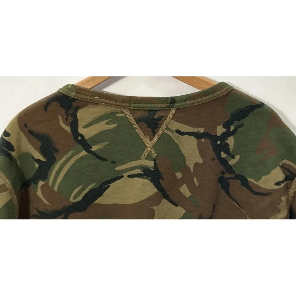 Mens Polo Ralph Lauren Big Logo Spell‎ Out Camo Fleece Sweatshirt Rare Med